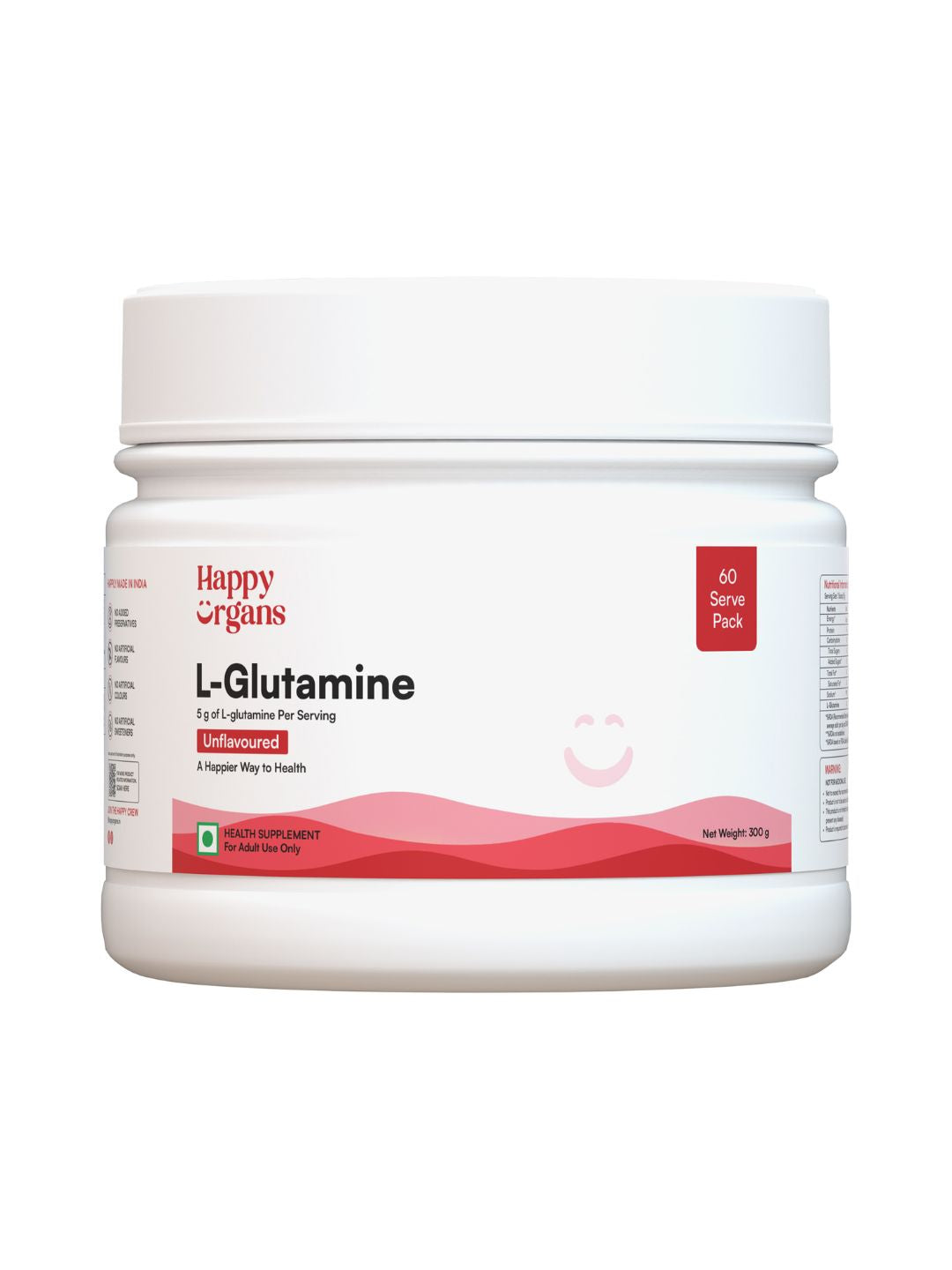 Happy Organs L-Glutamine Muscle Recovery & Gut Health Powder (300g)