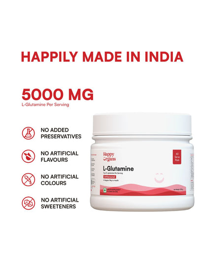 Happy Organs L-Glutamine Muscle Recovery & Gut Health Powder (300g)