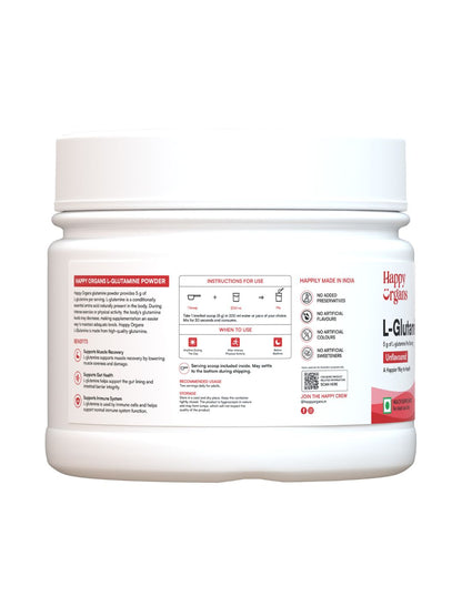 Happy Organs L-Glutamine Muscle Recovery & Gut Health Powder (300g)