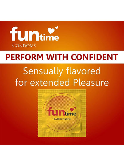 Funtime Dotted Ribbed and Contoured Condoms Fruity Banana Flavoured Condoms