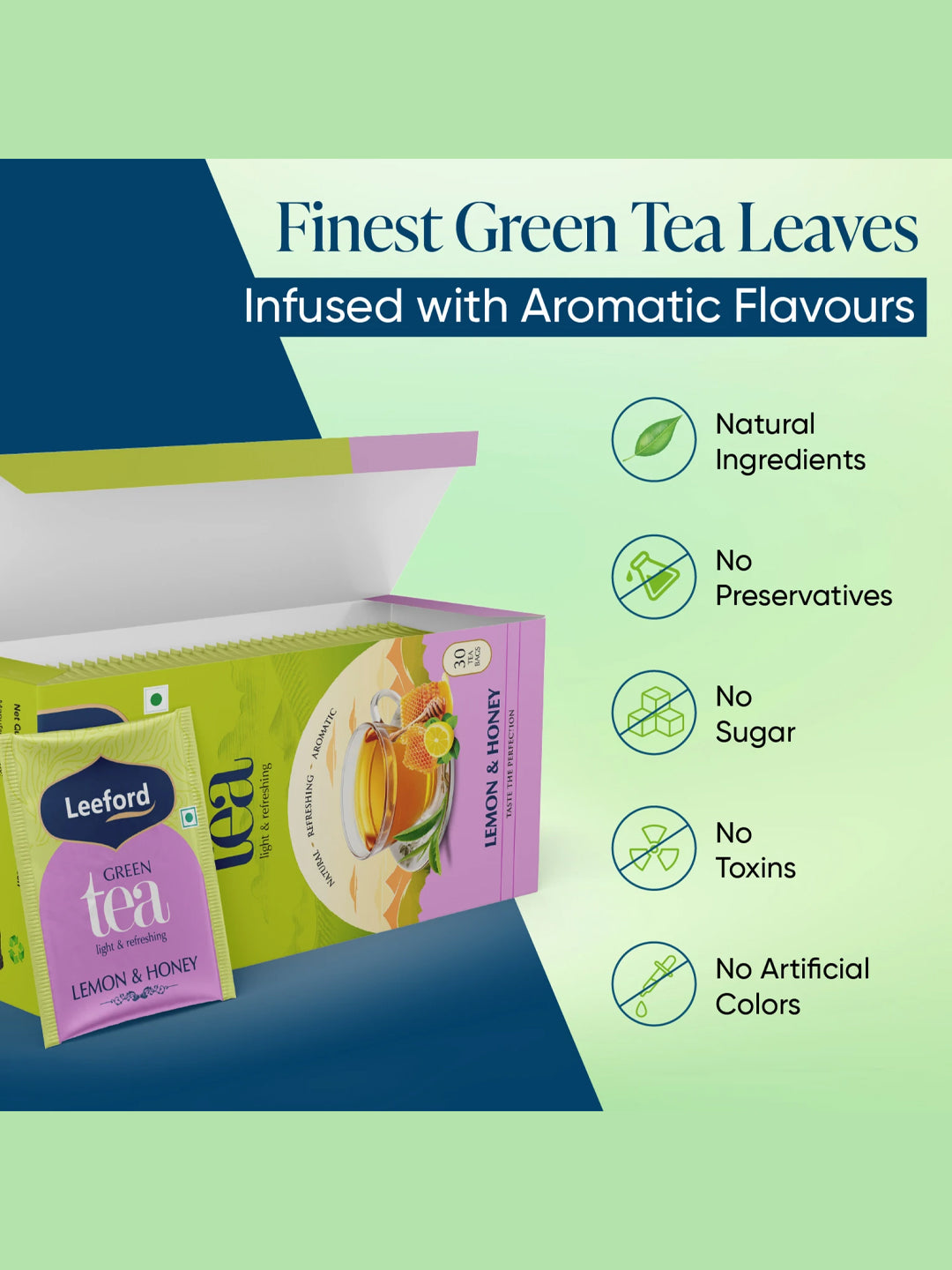 Leeford Green Tea Lemon (Pack of 30 Tea Bags)
