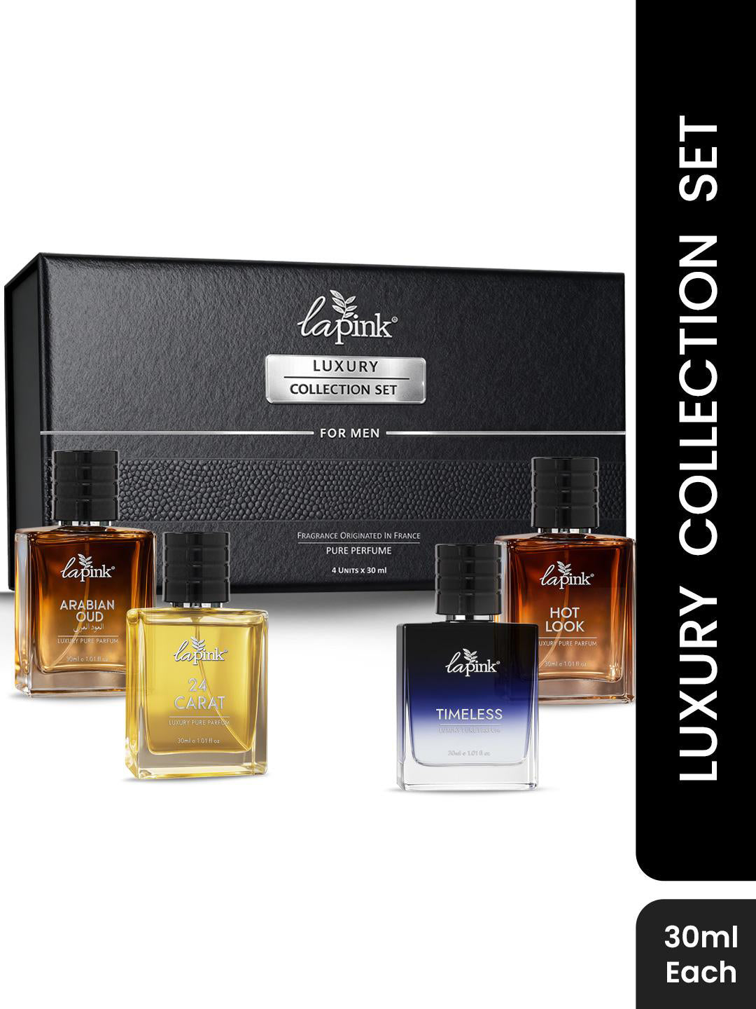 La Pink Luxury Collection Gift Set for Men Hot Look, 24 Carat, Timeless, Arabian Oud (4x30ml)