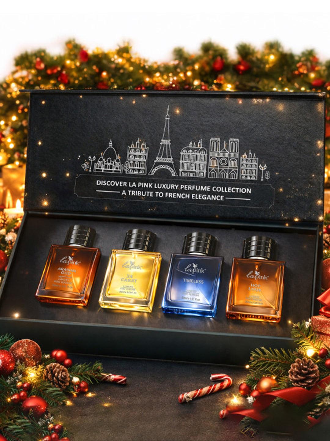 La Pink Luxury Collection Gift Set for Men Hot Look, 24 Carat, Timeless, Arabian Oud (4x30ml)