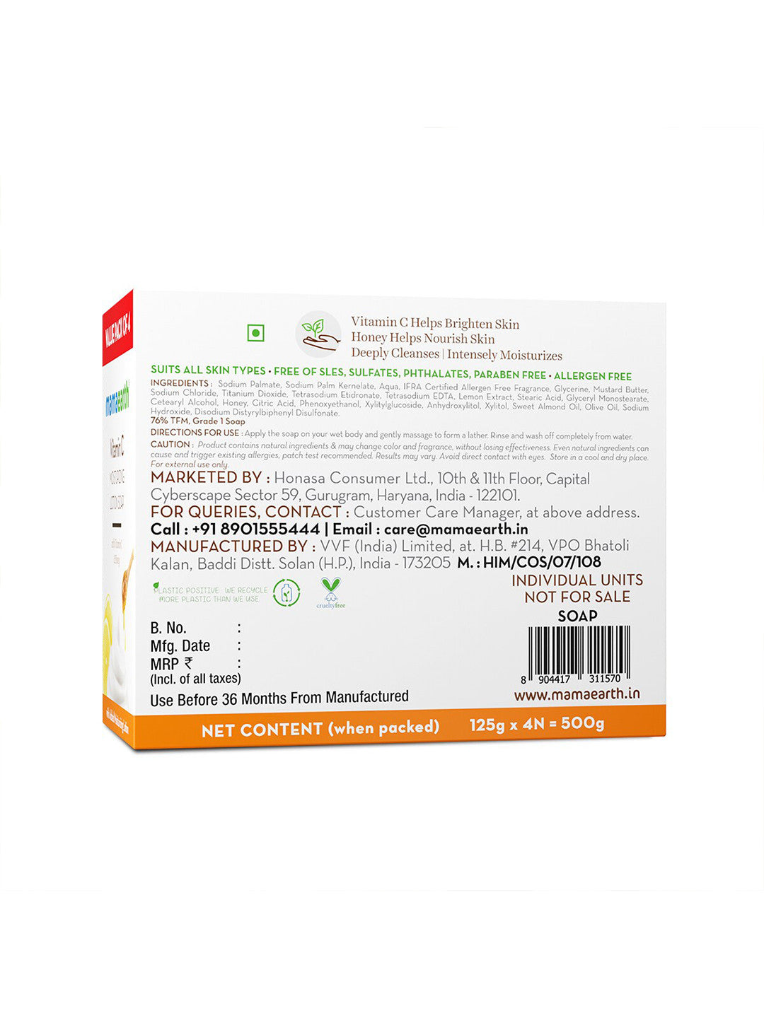 Mamaearth Vitamin C Moisturizing Lotion Soap 125gm x 4