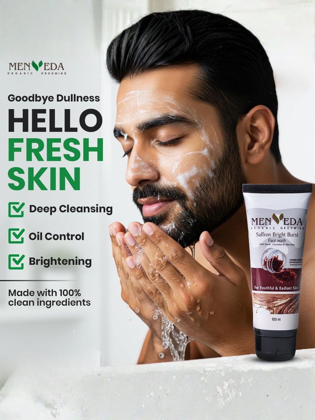 Menveda Face Wash & Detan Scrub Combo for Men (2 Pieces)