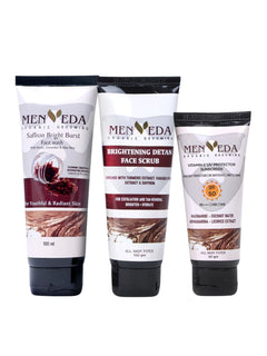 Menveda Detan Grooming Kit for Men | Face Wash, Scrub & Sunscreen (3 Pieces)