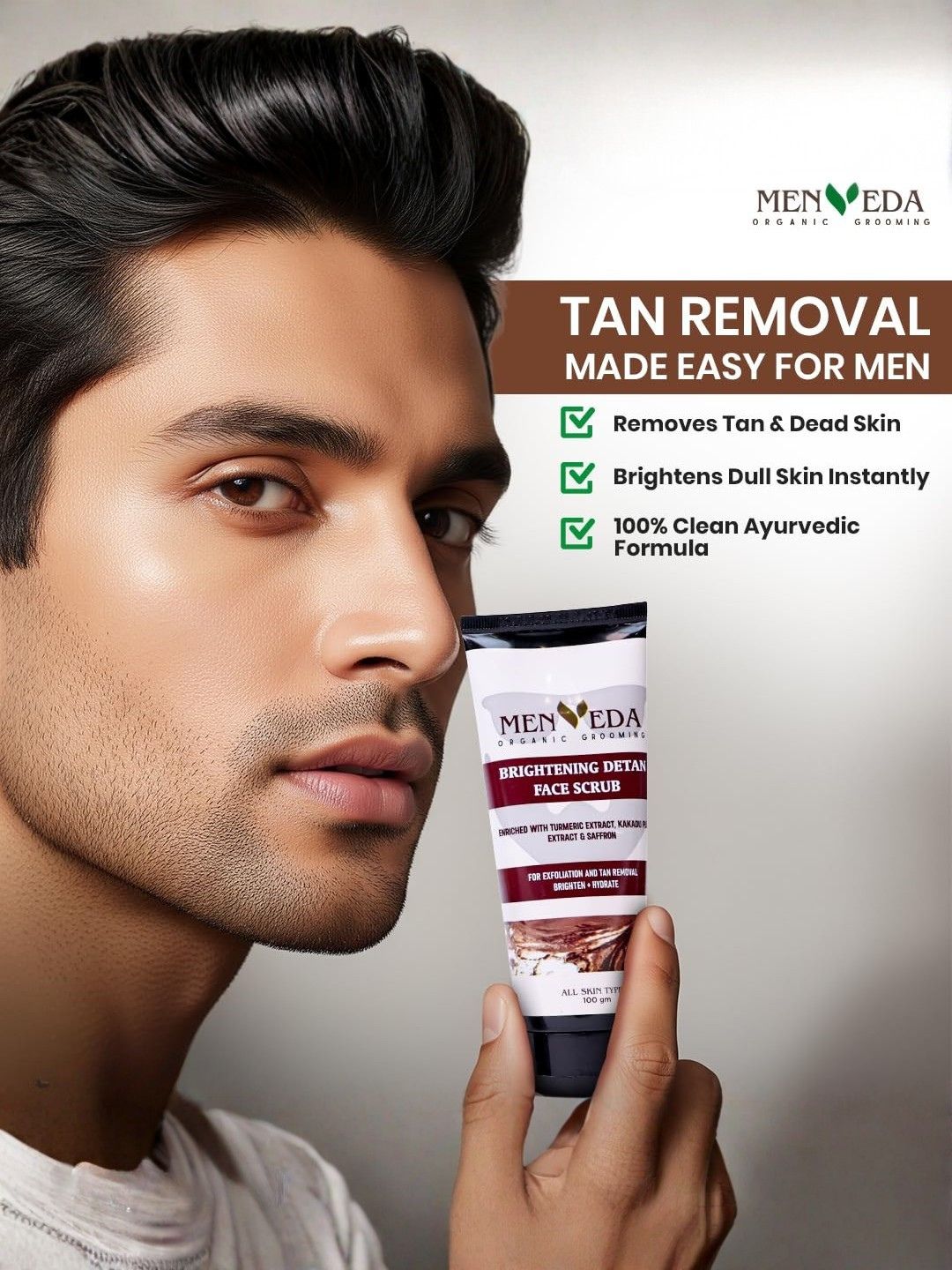 Menveda Detan Grooming Kit for Men | Face Wash, Scrub & Sunscreen (3 Pieces)