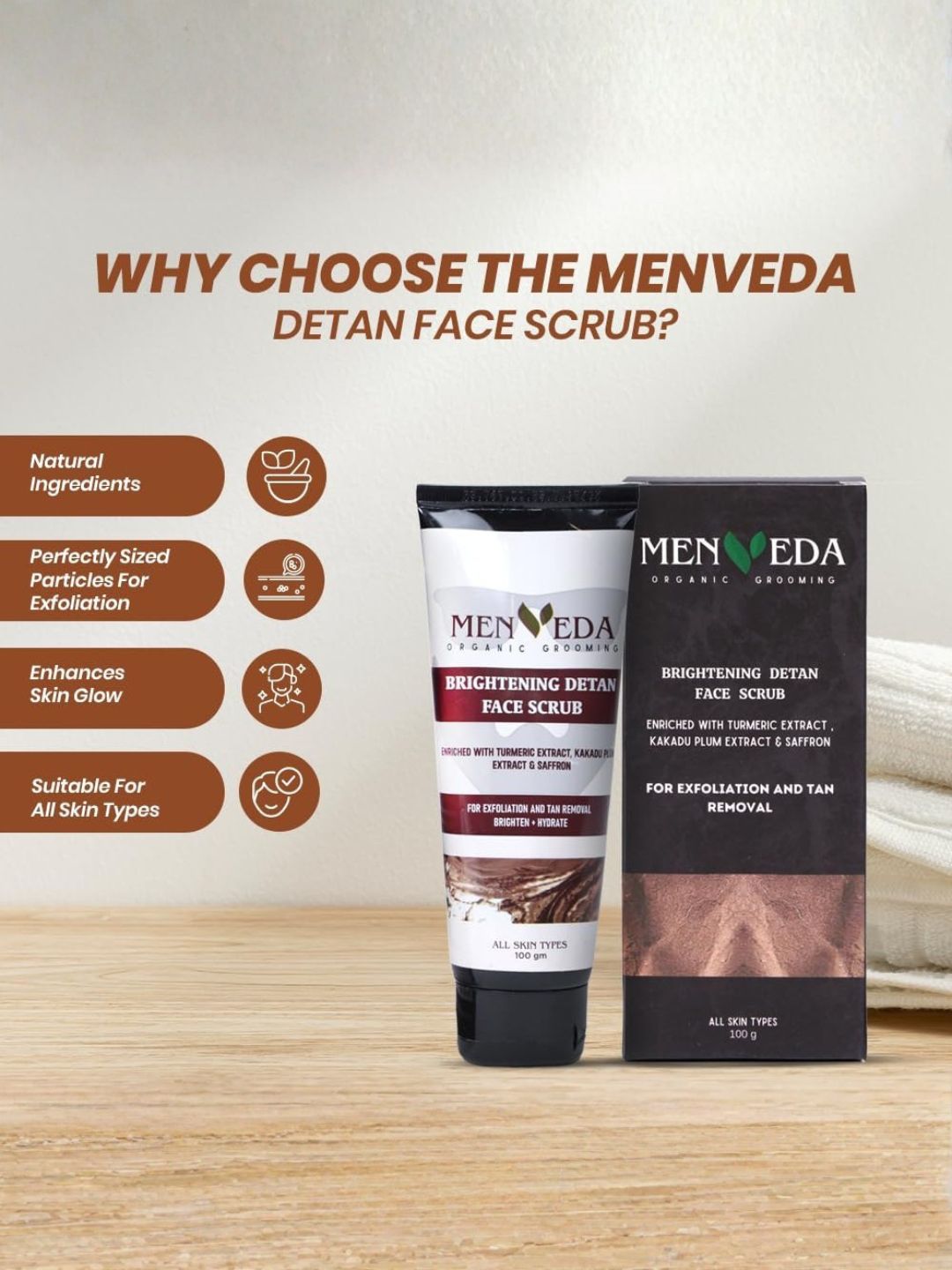 Menveda Detan Grooming Kit for Men | Face Wash, Scrub & Sunscreen (3 Pieces)