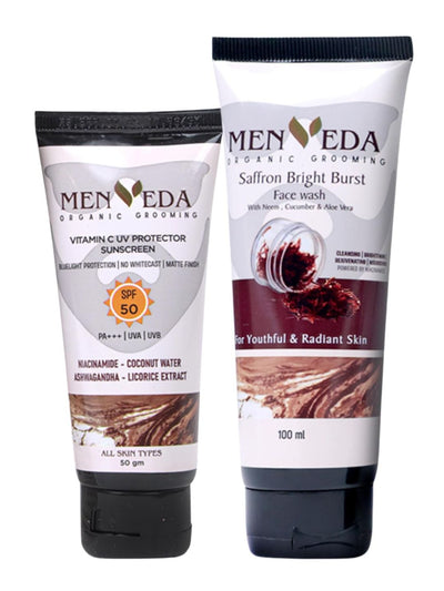 Menveda Face Wash & Sunscreen Combo for Men | SPF50 PA+++ (2 Pieces)