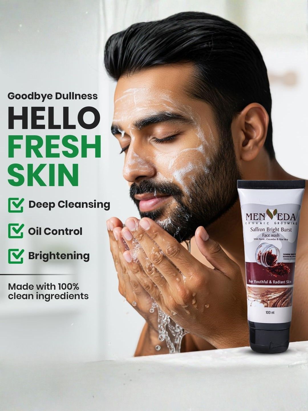 Menveda Face Wash & Brightening Moisturiser Combo for Men (2 Pieces)