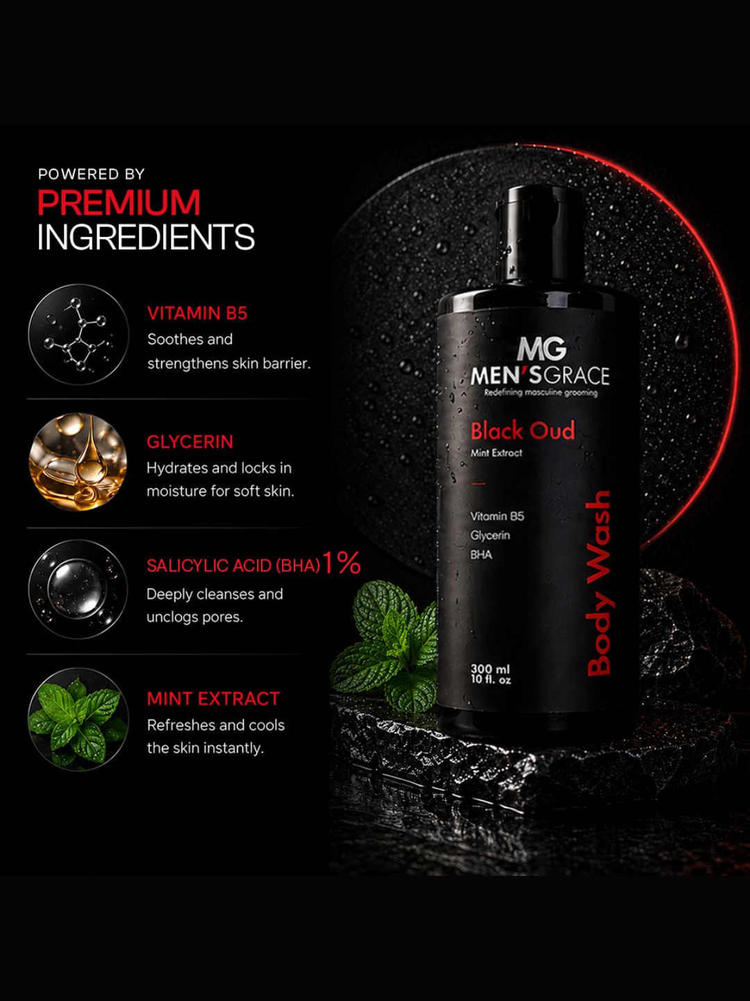 Men's Grace Cooling Mint Body Wash (300ml)