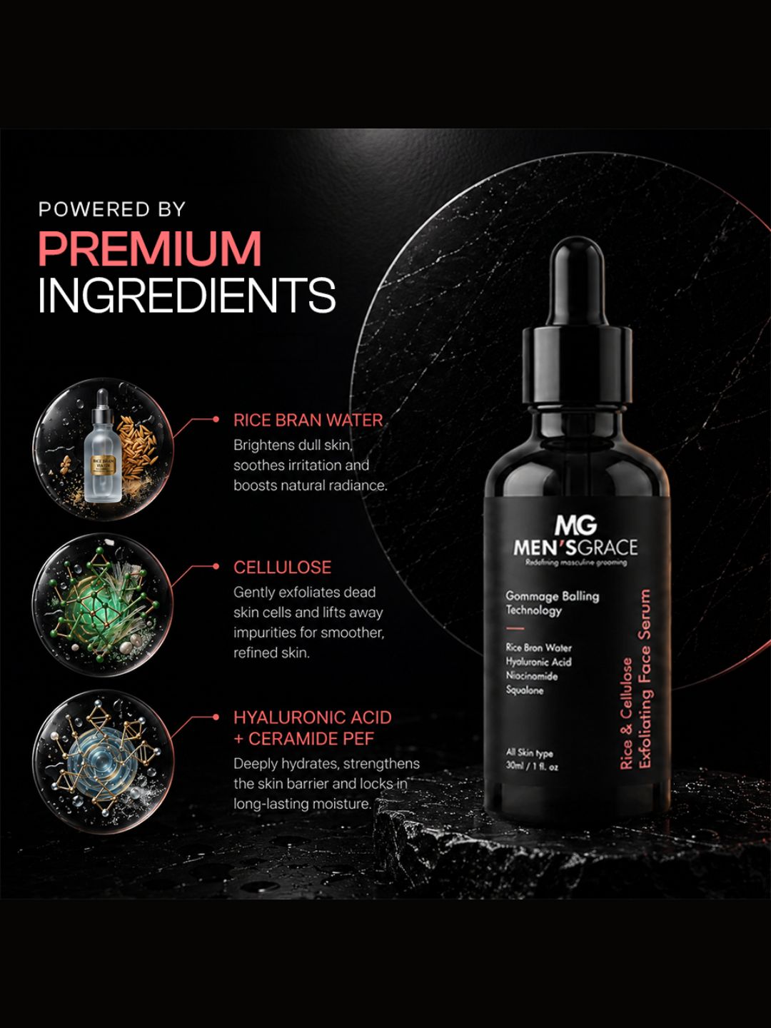 Men's Grace Rice & Cellulose Exfoliating Serum (30ml)