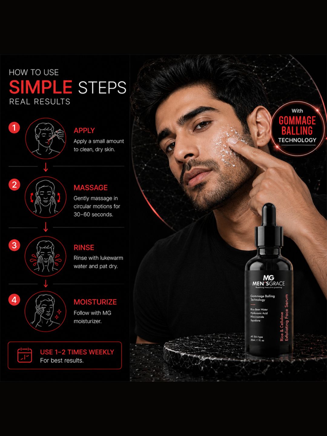 Men's Grace Rice & Cellulose Exfoliating Serum (30ml)