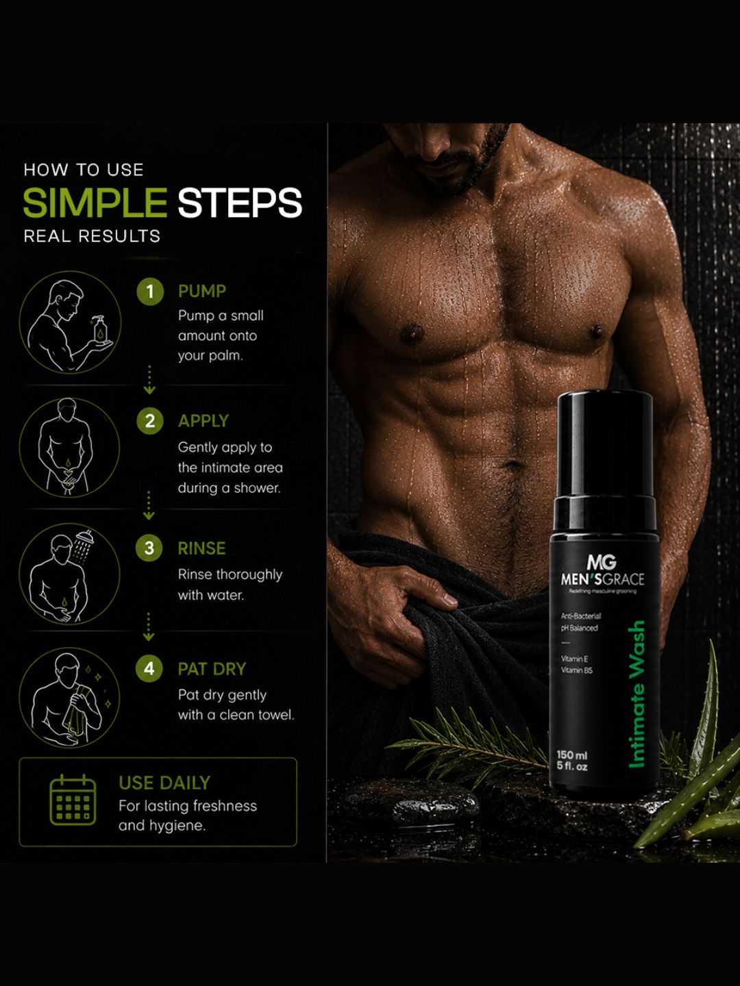 Men's Grace Anti-Bacterial Intimate Wash (150ml)