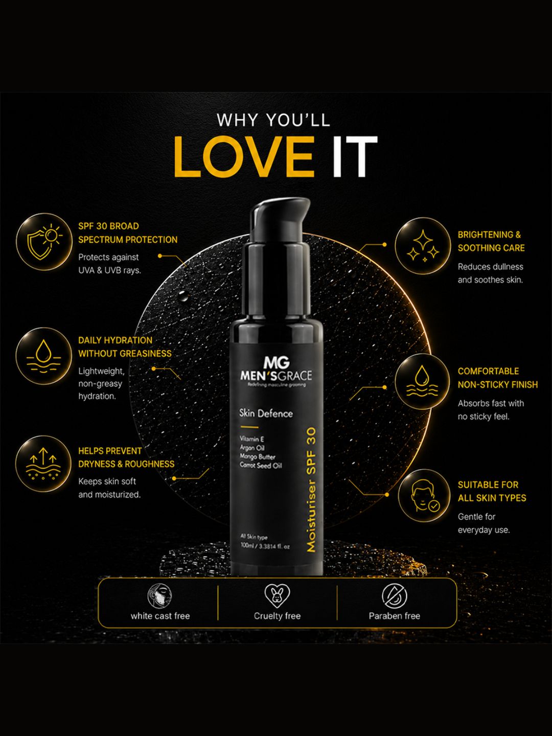 Men's Grace Skin Defense Moisturiser SPF 30 (100ml)