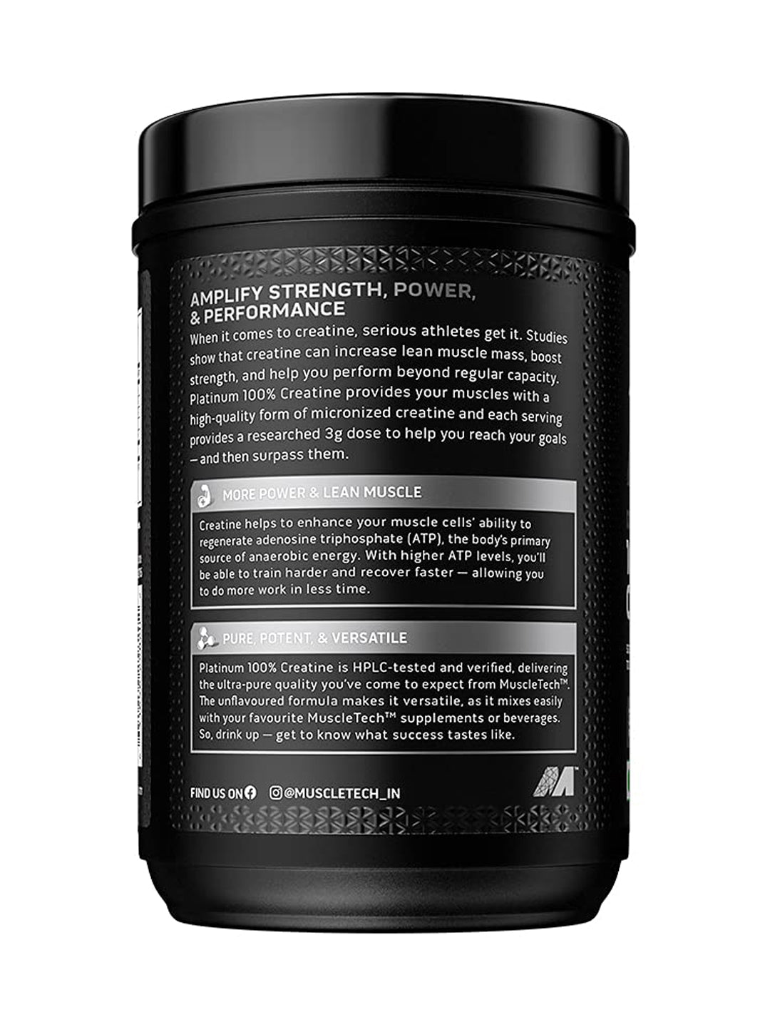 Muscletech Platinum 100% Creatine Monohydrate Unflavoured Powder (400 g)