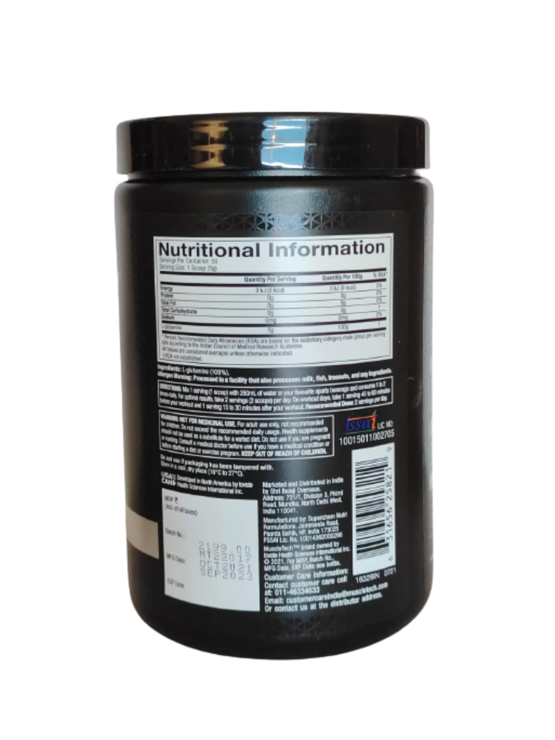 Muscletech Platinum 100% Glutamine Unflavoured Powder (250 g)