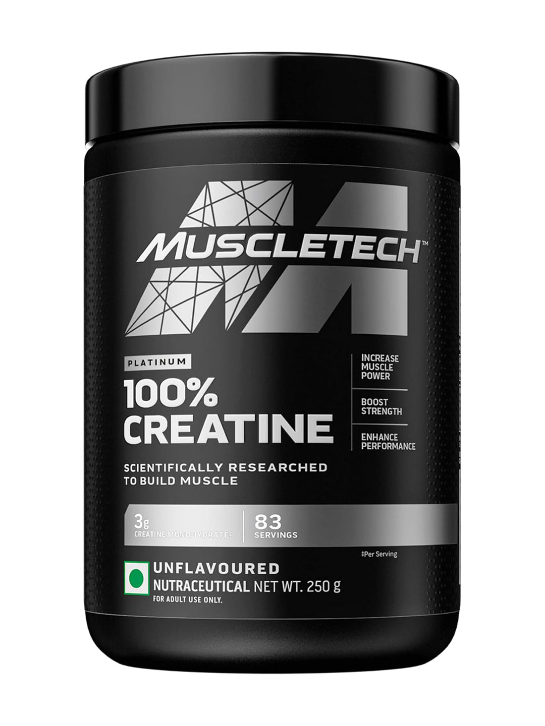 MuscleTech Platinum 100% Creatine Monohydrate Unflavoured Powder (250 g)
