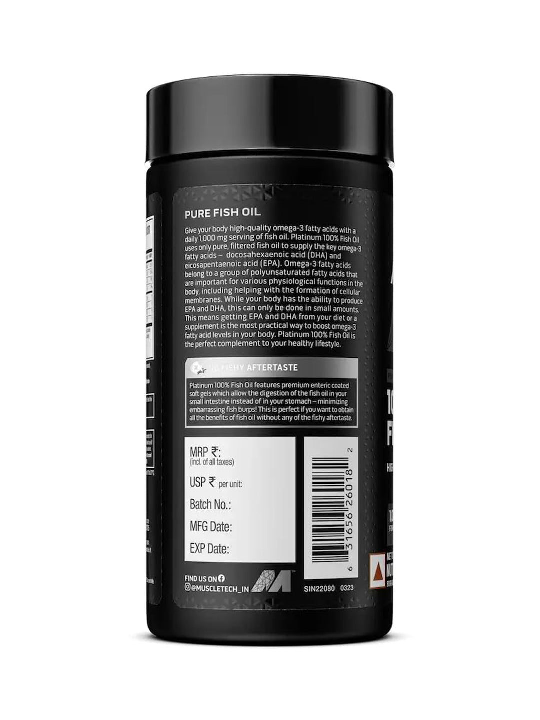 MuscleTech Platinum 100% Fish Oil Omega-3 Softgels (Pack of 100 Softgels)