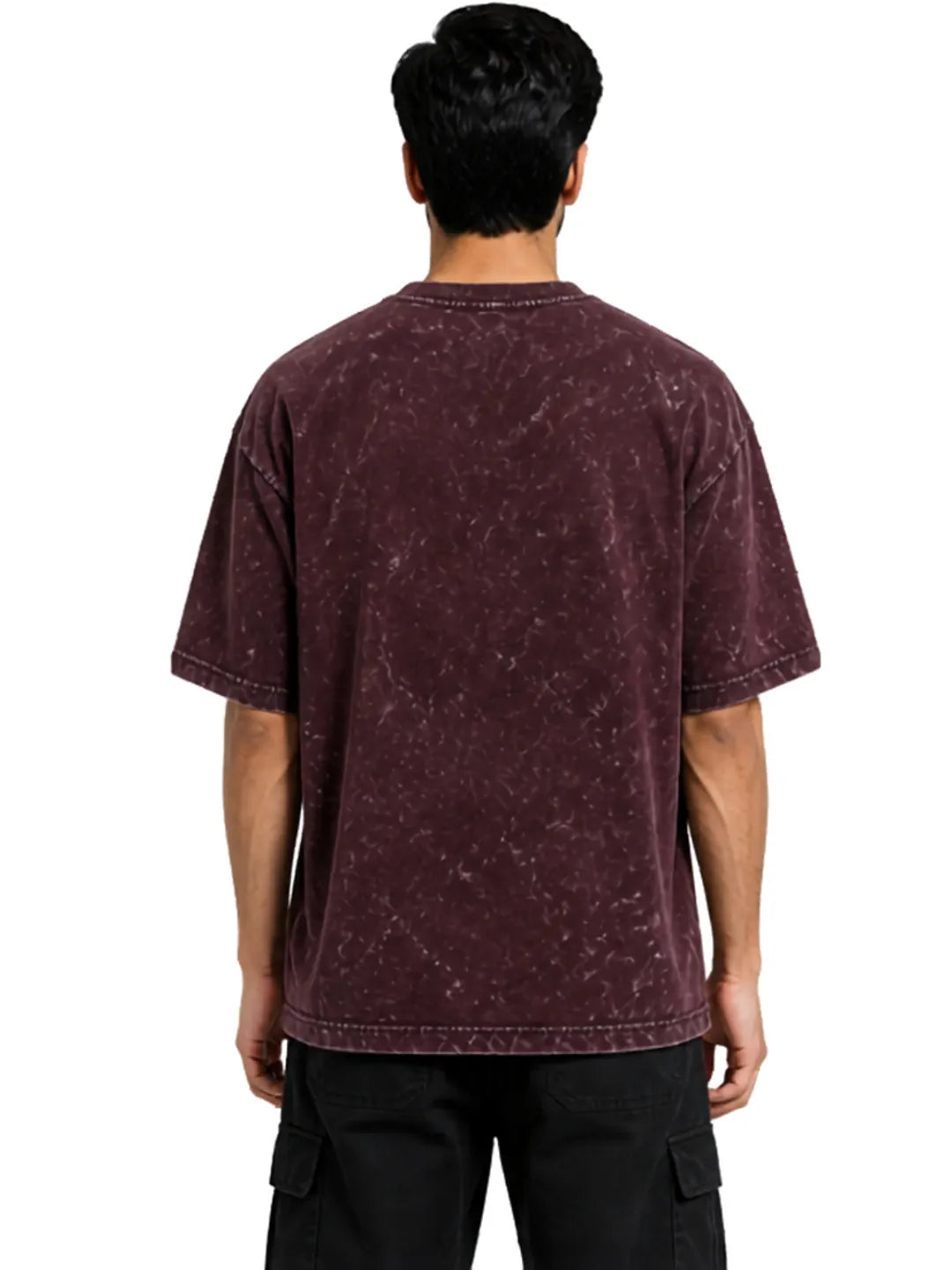Arya Maroon Oversized Meditating Buddha Print Half Sleeve Cotton T-Shirt