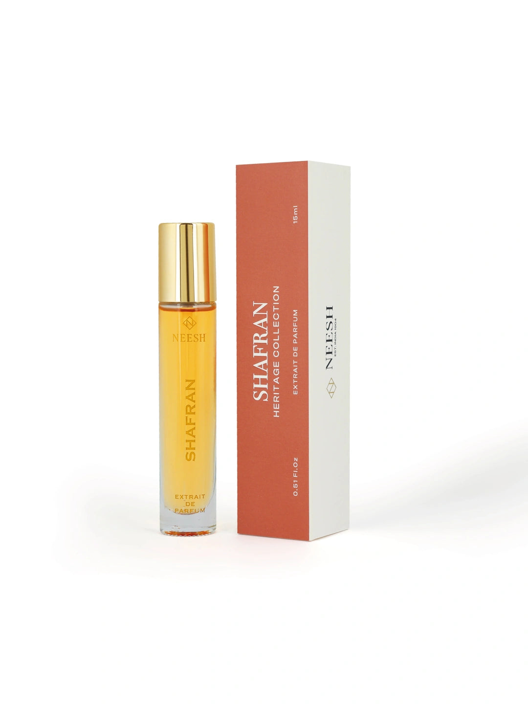 Neesh Perfumes Shafran – Luxury Long Lasting Unisex Saffron Perfume with Brown Sugar, Leather & Woody Notes – Extrait De Parfum – 15ml
