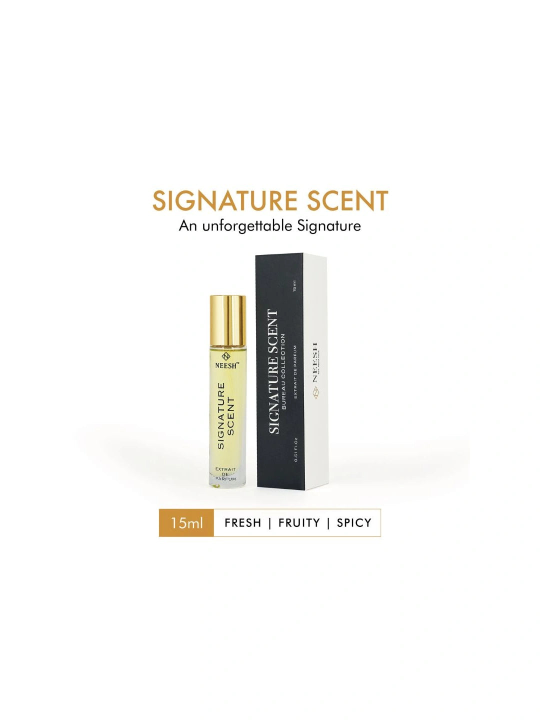 Neesh Perfumes Signature Scent – Luxury Long Lasting Citrus Woody Unisex Perfume with Pineapple, Grapefruit & Sandalwood – Extrait De Parfum – 15ml