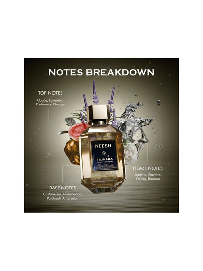 Neesh Perfumes Tsunara – Luxury Long Lasting Fresh Aquatic Woody Unisex Perfume with Ozone, Marine Notes & Cashmeran – Extrait De Parfum – 15ml