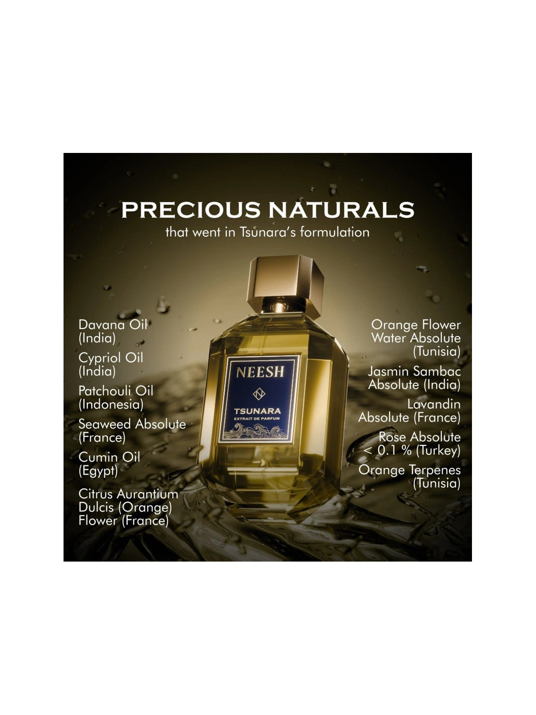 Neesh Perfumes Tsunara – Luxury Long Lasting Fresh Aquatic Woody Unisex Perfume with Ozone, Marine Notes & Cashmeran – Extrait De Parfum – 15ml