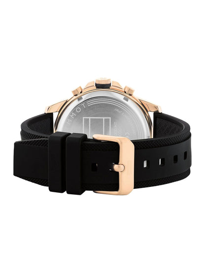Tommy Hilfiger Round Black Dial Analog Watch With Multifunction Display & Silicone Strap - NETH1792028
