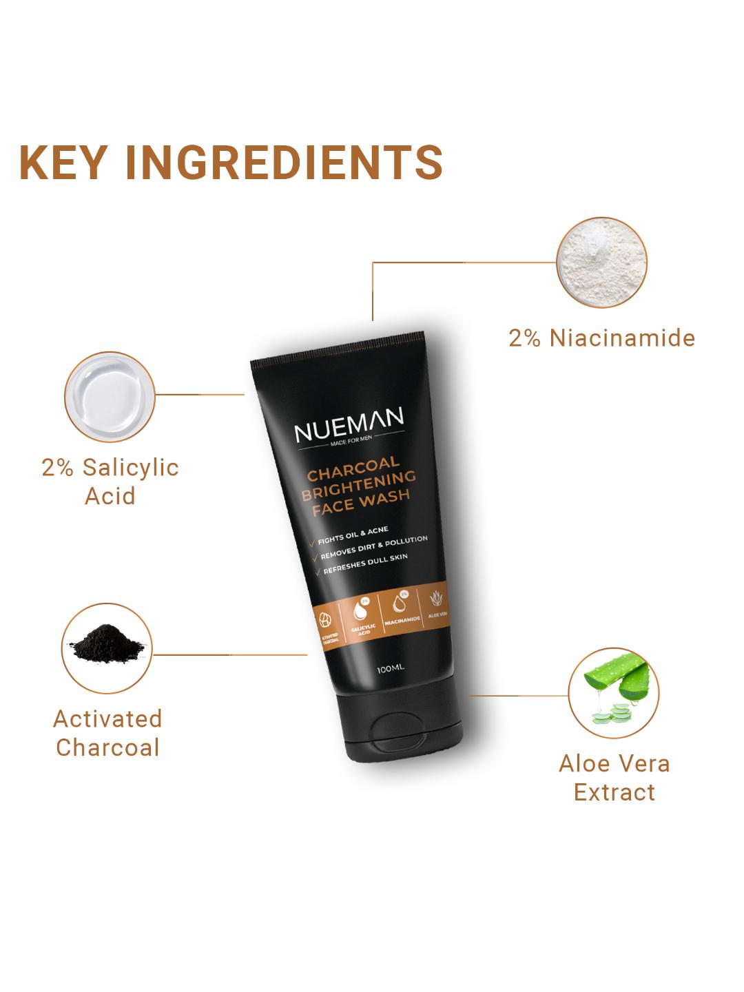 NUEMAN Charcoal Face Wash & Vitamin C Face Serum Set (100ml + 30ml)