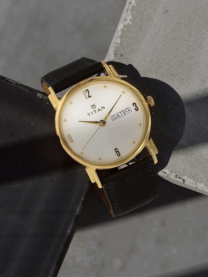 Titan Quartz Analog With White Dial Watch - NM1445YL04