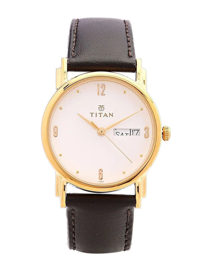 Titan Quartz Analog With White Dial Watch - NM1445YL04