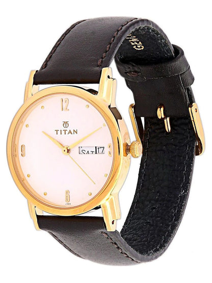 Titan Quartz Analog With White Dial Watch - NM1445YL04