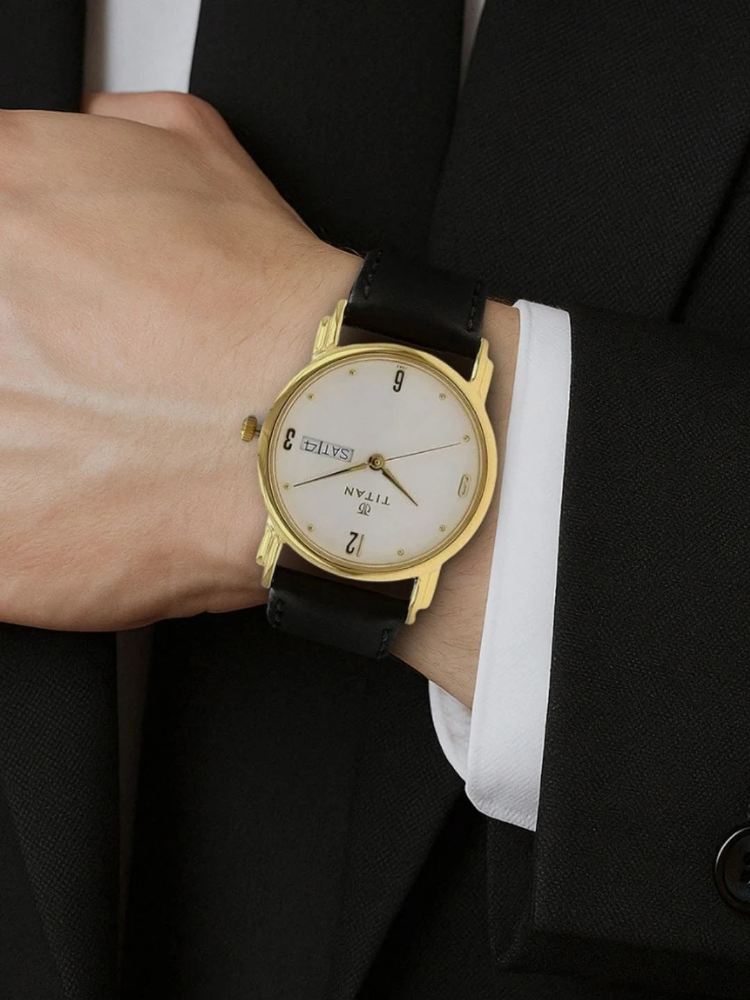 Titan Quartz Analog With White Dial Watch - NM1445YL04