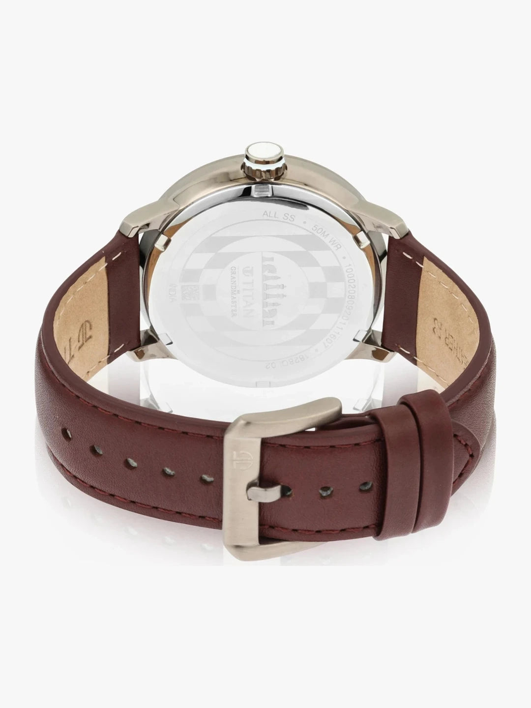 Titan Round White Dial Analog Watch With Brown Leather Strap  - NQ1828QL02