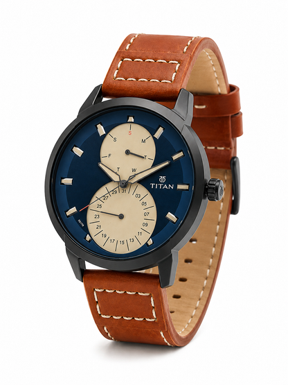 Titan Round Blue Dial Analog Watch - NR1756NL01