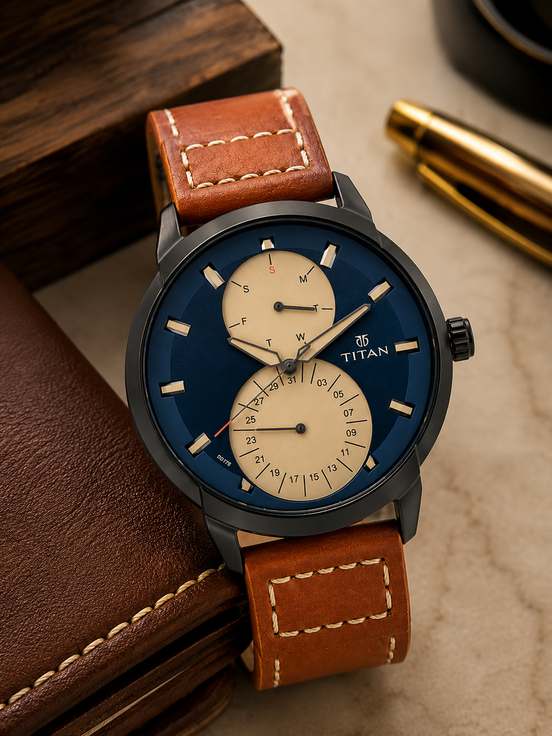 Titan Round Blue Dial Analog Watch - NR1756NL01