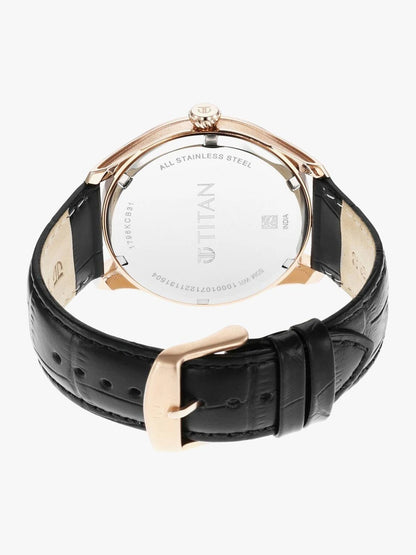 Titan Round Black Dial Analog Watch With Metal Strap - NR1796KL05F