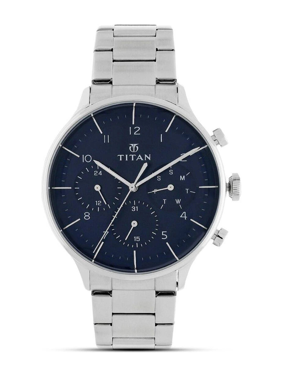 Titan Round Black Dial Analog Watch With Metal Strap - NS90102SM01