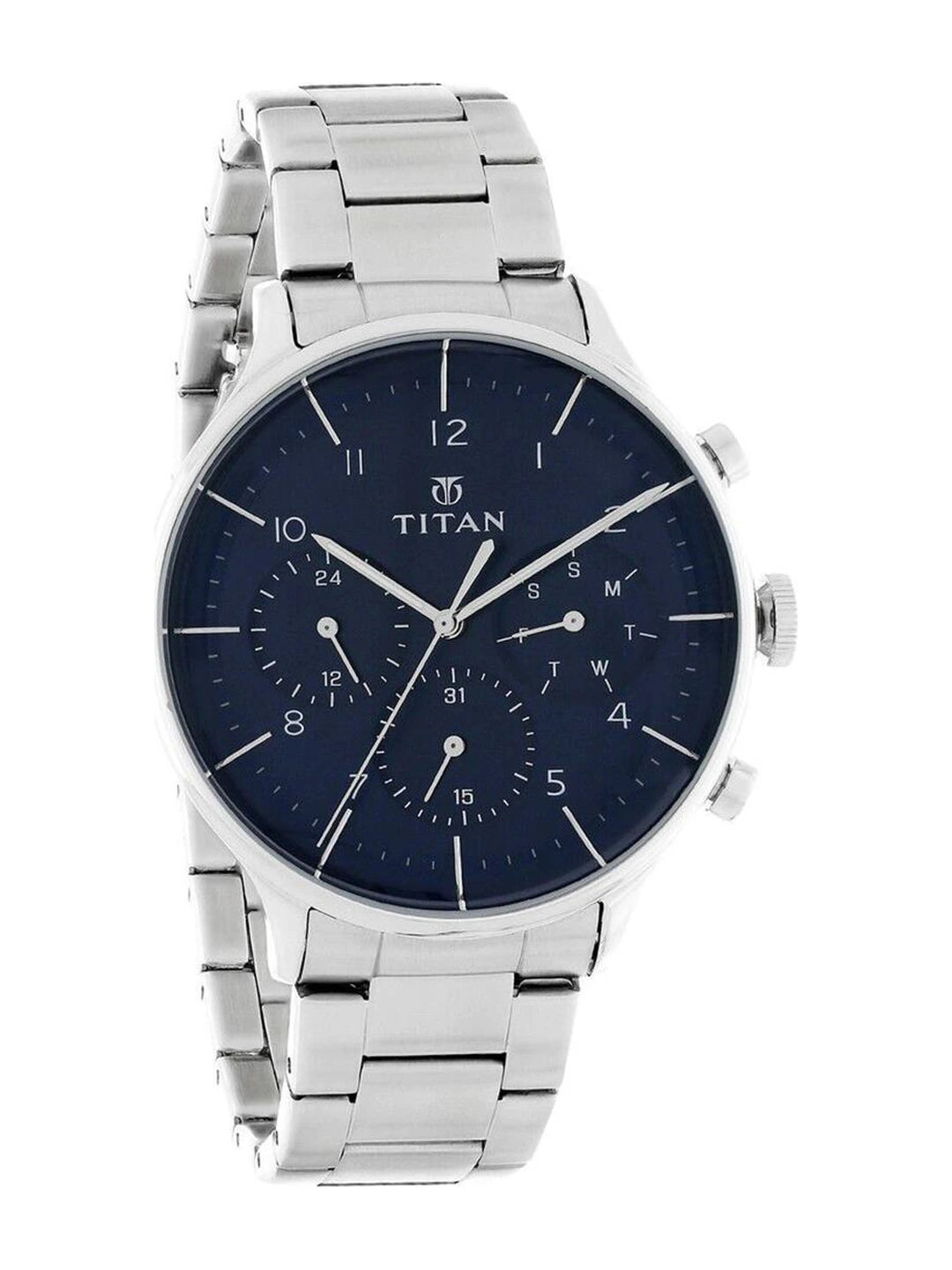 Titan Round Black Dial Analog Watch With Metal Strap - NS90102SM01