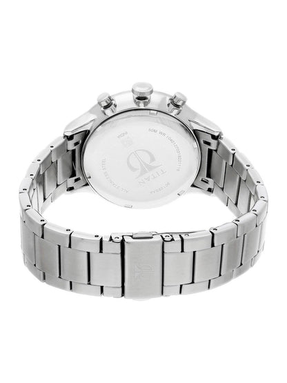 Titan Round Black Dial Analog Watch With Metal Strap - NS90102SM01