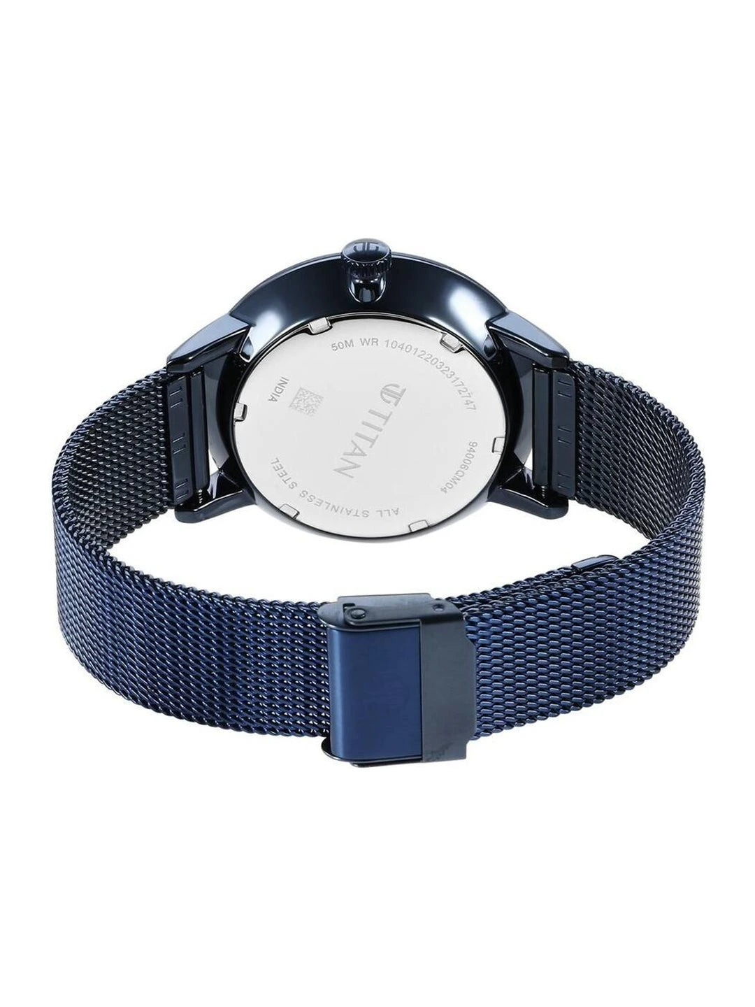 Titan Round Black Dial Analog Watch With Metal Strap - NS94006QM04