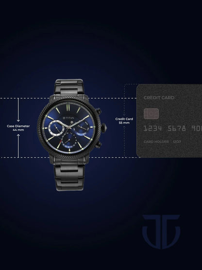Titan Stellar Multifunction Analog With Blue Dial Watch - NT10012NM01