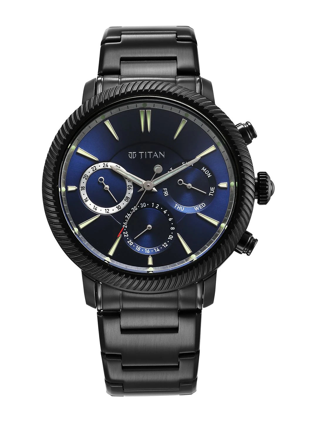 Titan Stellar Multifunction Analog With Blue Dial Watch - NT10012NM01