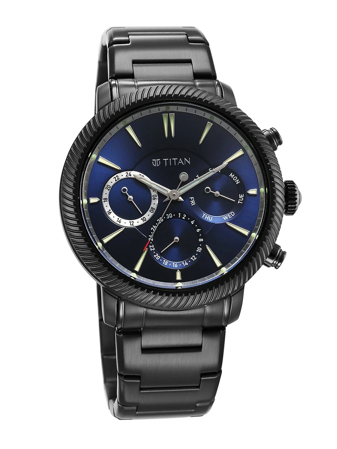 Titan Stellar Multifunction Analog With Blue Dial Watch - NT10012NM01