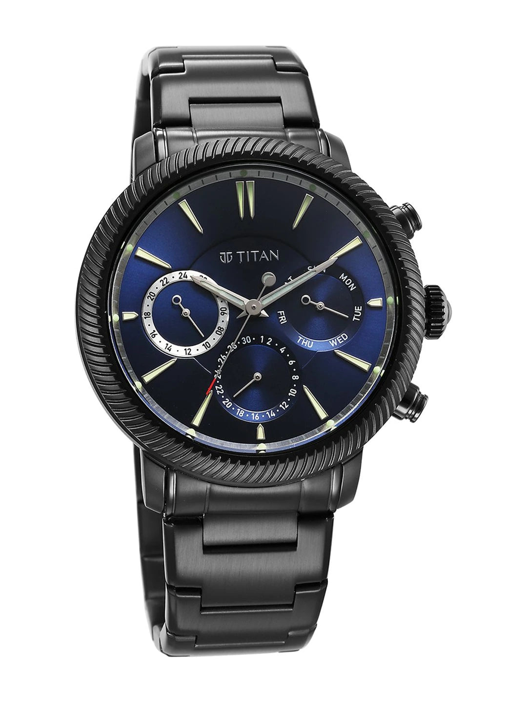 Titan Stellar Multifunction Analog With Blue Dial Watch - NT10012NM01