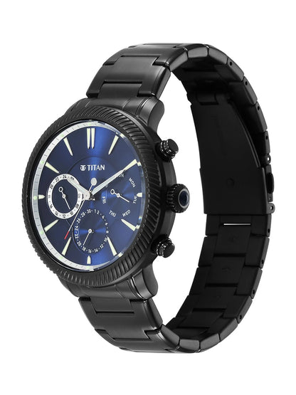 Titan Stellar Multifunction Analog With Blue Dial Watch - NT10012NM01