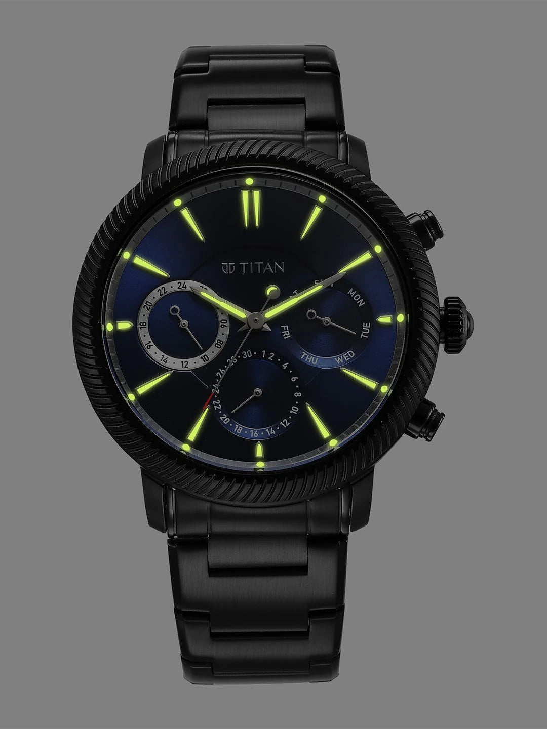 Titan Stellar Multifunction Analog With Blue Dial Watch - NT10012NM01