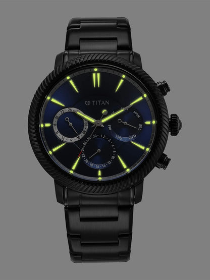 Titan Stellar Multifunction Analog With Blue Dial Watch - NT10012NM01