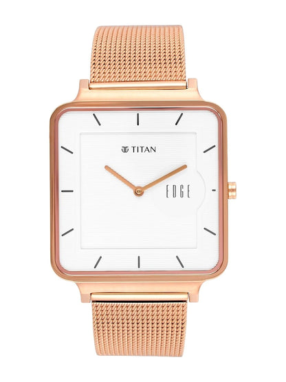 Titan Edge Round White Dial Analog Watch - NT10017WM01